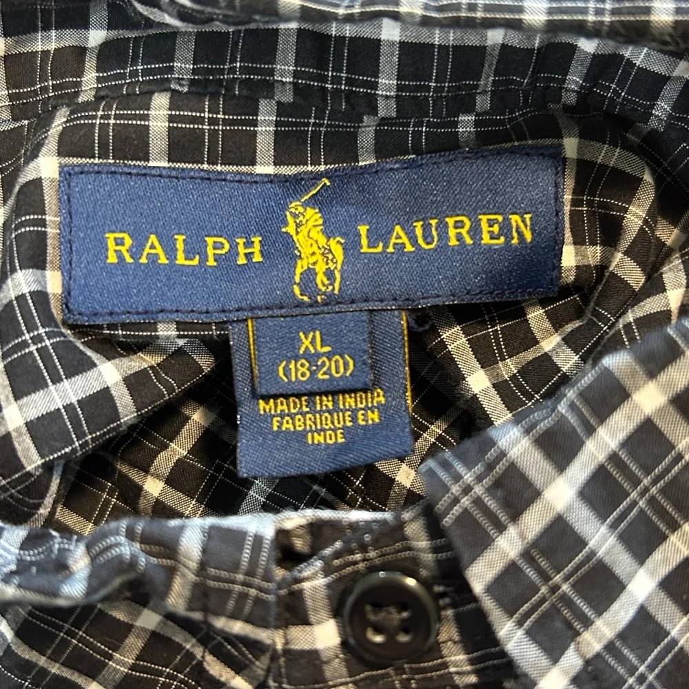 Ralph Lauren Button Up Shirt Youth Large 16/18 Plaid Long Sleeve Kid Boy